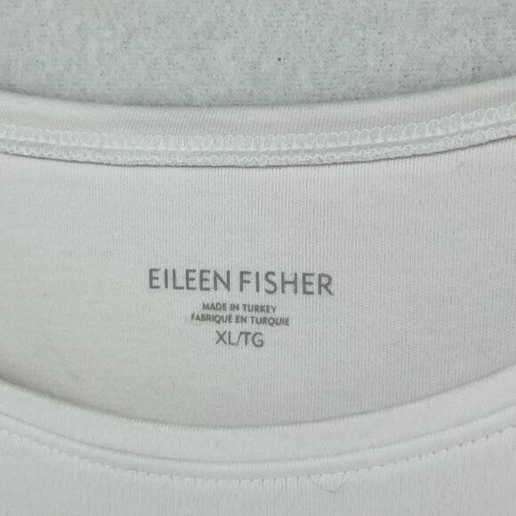 EILEEN FISHER Top XL Organic Cotton Interlock Jersey Crewneck Short Sleeve White - Picture 5 of 13